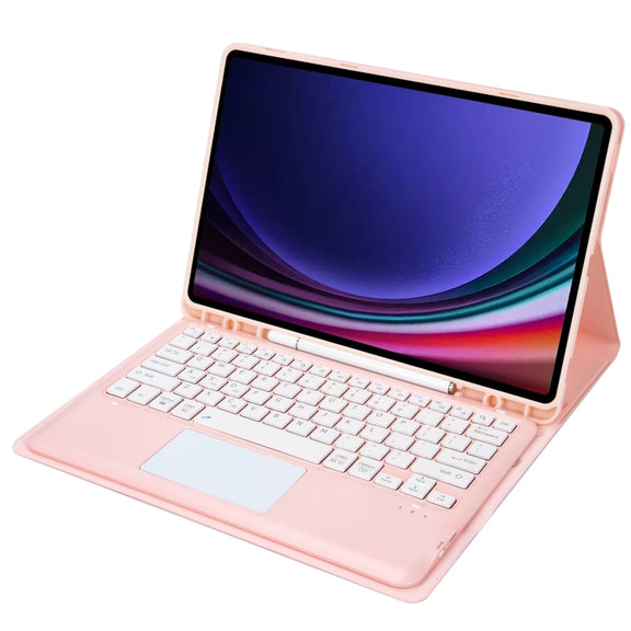 For Samsung Galaxy Tab S9+ A810B-A Touch Pad Detachable Bluetooth Keyboard Leather Tablet Case(Pink)