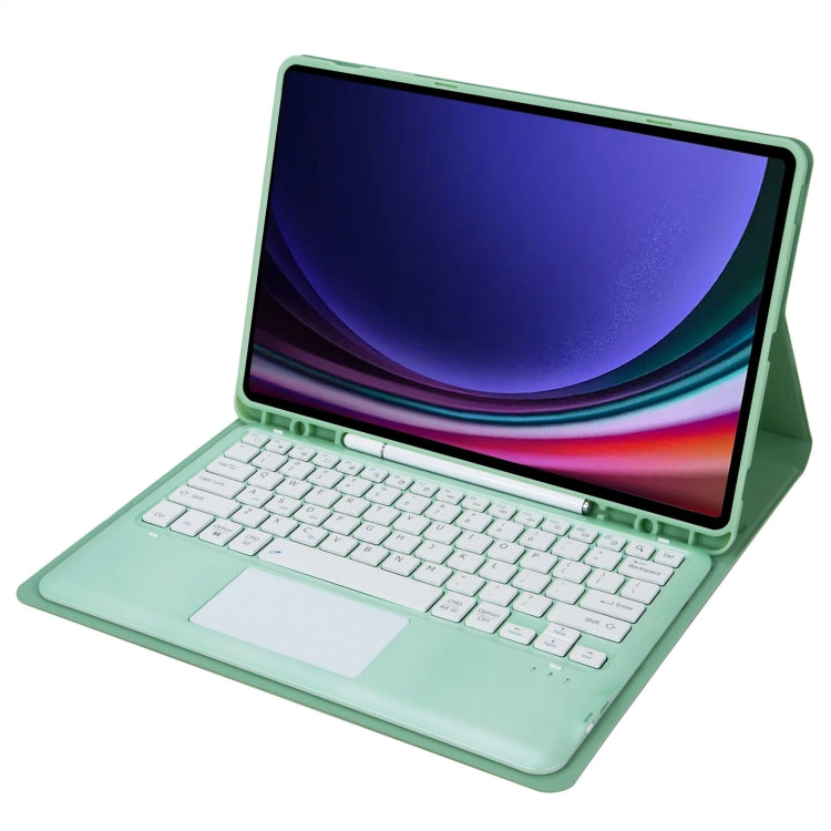 For Samsung Galaxy Tab S9+ A810B-A Touch Pad Detachable Bluetooth Keyboard Leather Tablet Case(Mint Green) - Samsung Keyboard by PMC TechLife | Online Shopping South Africa | PMC TechLife