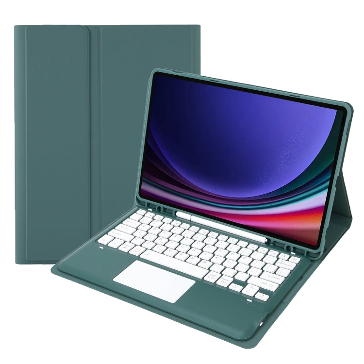 For Samsung Galaxy Tab S9+ A810B-A Touch Pad Detachable Bluetooth Keyboard Leather Tablet Case(Dark Green) - Samsung Keyboard by PMC TechLife | Online Shopping South Africa | PMC TechLife