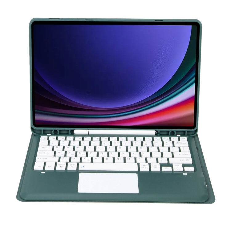 For Samsung Galaxy Tab S9+ A810B-A Touch Pad Detachable Bluetooth Keyboard Leather Tablet Case(Dark Green) - Samsung Keyboard by PMC TechLife | Online Shopping South Africa | PMC TechLife