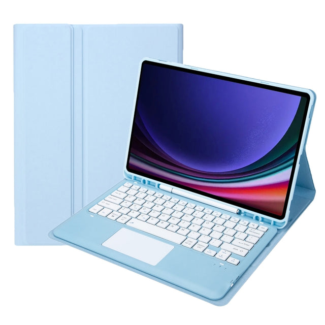 For Samsung Galaxy Tab S9+ A810B-A Touch Pad Detachable Bluetooth Keyboard Leather Tablet Case(Sky Blue)