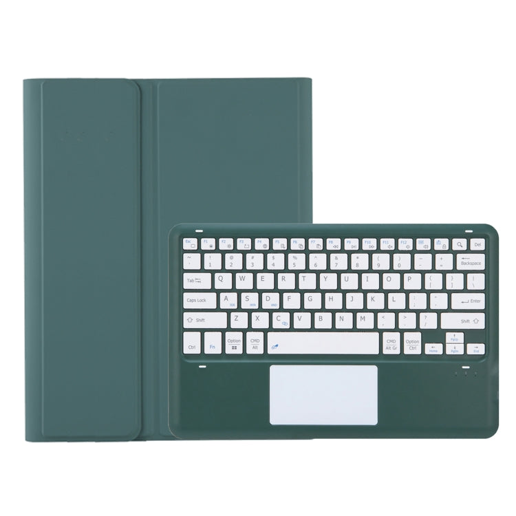 For Samsung Galaxy Tab S9 FE+ A810B-A Touch Pad Detachable Bluetooth Keyboard Leather Tablet Case(Dark Green) - Samsung Keyboard by PMC TechLife | Online Shopping South Africa | PMC TechLife