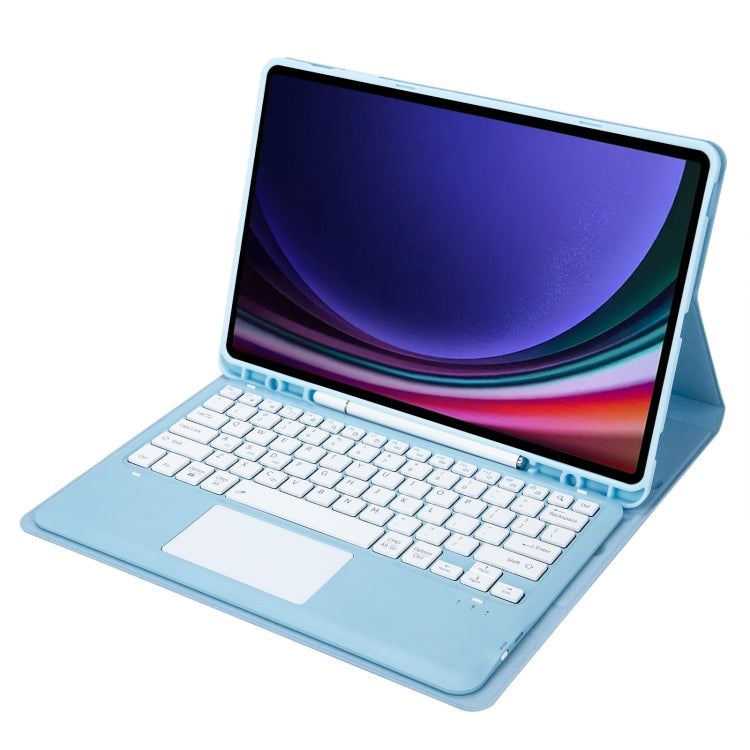 For Samsung Galaxy Tab S10+ 12.4 A810B-A Touch Pad Detachable Bluetooth Keyboard Leather Tablet Case(Sky Blue)