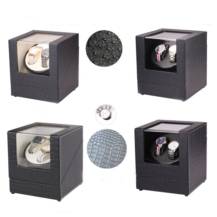 5 Gear Mechanical Automatic Watch Box Electric Motor Watch Shaker, US Plug, Style:Crocodile Pattern(Black)