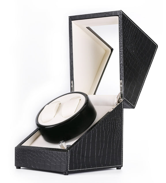 5 Gear Mechanical Automatic Watch Box Electric Motor Watch Shaker, US Plug, Style:Crocodile Pattern(White)