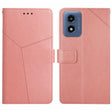 For Motorola Moto G Play 4G 2024 HT01 Y-shaped Pattern Flip Leather Phone Case(Pink) - Motorola Cases by PMC Jewellery | Online Shopping South Africa | PMC Jewellery | Buy Now Pay Later Mobicred