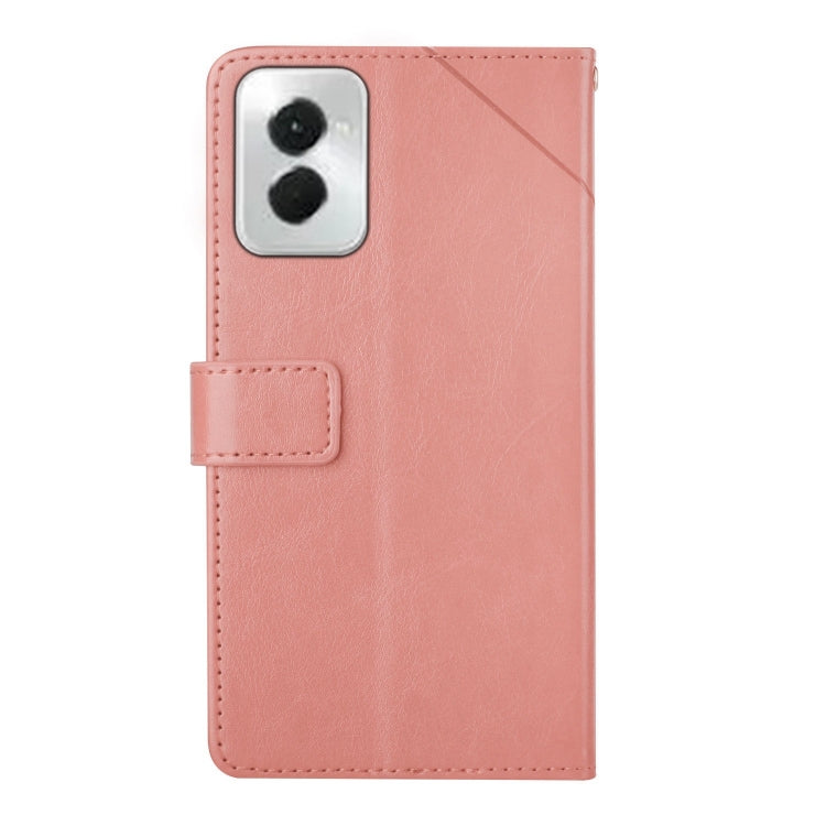 For Motorola Moto G Power 5G 2024 HT01 Y-shaped Pattern Flip Leather Phone Case(Pink) - Motorola Cases by PMC Jewellery | Online Shopping South Africa | PMC Jewellery | Buy Now Pay Later Mobicred