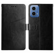 For Motorola Moto G Stylus 5G 2024 HT01 Y-shaped Pattern Flip Leather Phone Case(Black) - Motorola Cases by PMC Jewellery | Online Shopping South Africa | PMC Jewellery | Buy Now Pay Later Mobicred