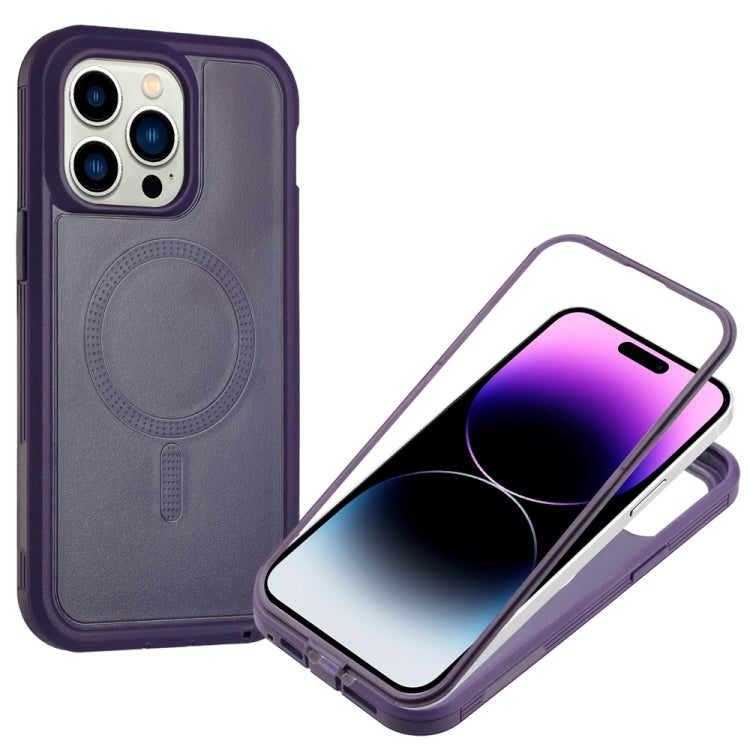 For iPhone 15 Pro Defender Series XT MagSafe Magnetic PC + TPU Shockproof Phone Case(Dark Purple)