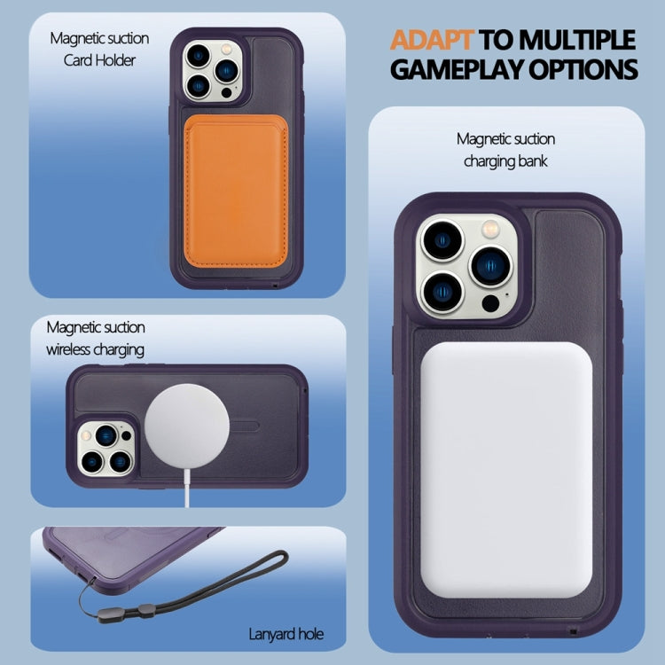 For iPhone 15 Pro Defender Series XT MagSafe Magnetic PC + TPU Shockproof Phone Case(Dark Purple)