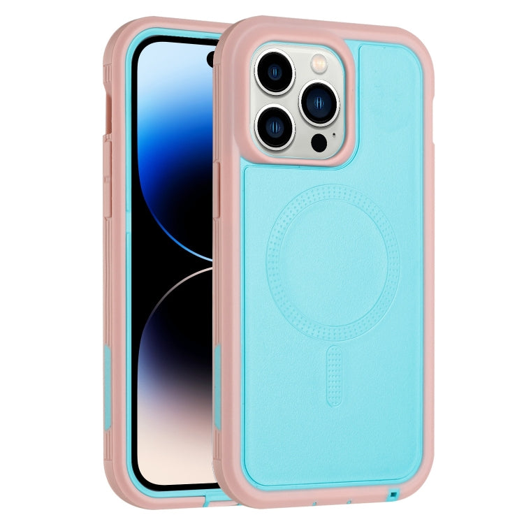For iPhone 15 Pro Max Defender Series XT MagSafe Magnetic PC + TPU Shockproof Phone Case(Turquoise+Pink) - iPhone 15 Pro Max Cases by PMC TechLife | Online Shopping South Africa | PMC TechLife