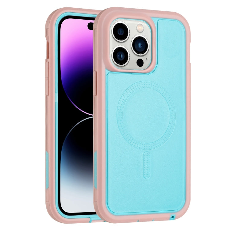 For iPhone 14 Pro Defender Series XT MagSafe Magnetic PC + TPU Shockproof Phone Case(Turquoise+Pink) - iPhone 14 Pro Cases by PMC TechLife | Online Shopping South Africa | PMC TechLife