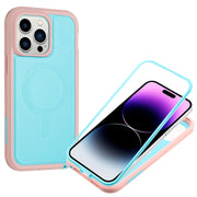 For iPhone 14 Pro Defender Series XT MagSafe Magnetic PC + TPU Shockproof Phone Case(Turquoise+Pink)