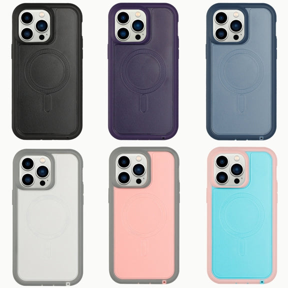For iPhone 13 Pro Max Defender Series XT MagSafe Magnetic PC + TPU Shockproof Phone Case(Turquoise+Pink)