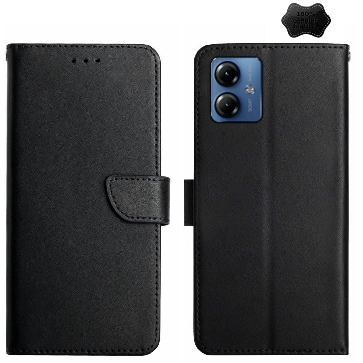 For Motorola Moto G14 Genuine Leather Fingerprint-proof Horizontal Flip Phone Case(Black) - Motorola Cases by PMC TechLife | Online Shopping South Africa | PMC TechLife | Buy Now Pay Later Mobicred