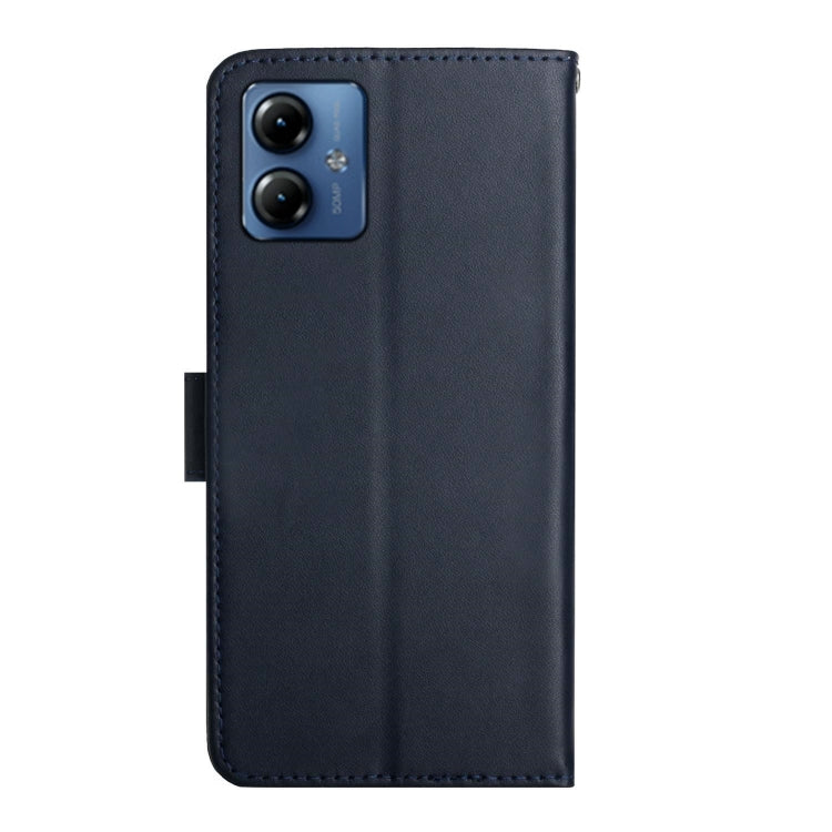For Motorola Moto G54 Genuine Leather Fingerprint-proof Horizontal Flip Phone Case(Blue) - Motorola Cases by PMC TechLife | Online Shopping South Africa | PMC TechLife | Buy Now Pay Later Mobicred