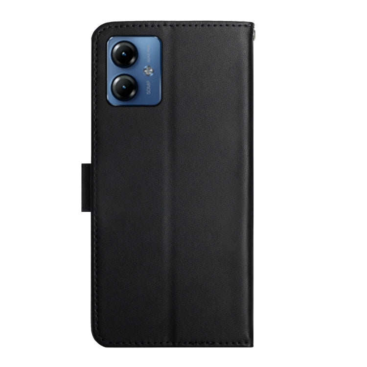 For Motorola Moto G54 Genuine Leather Fingerprint-proof Horizontal Flip Phone Case(Black)
