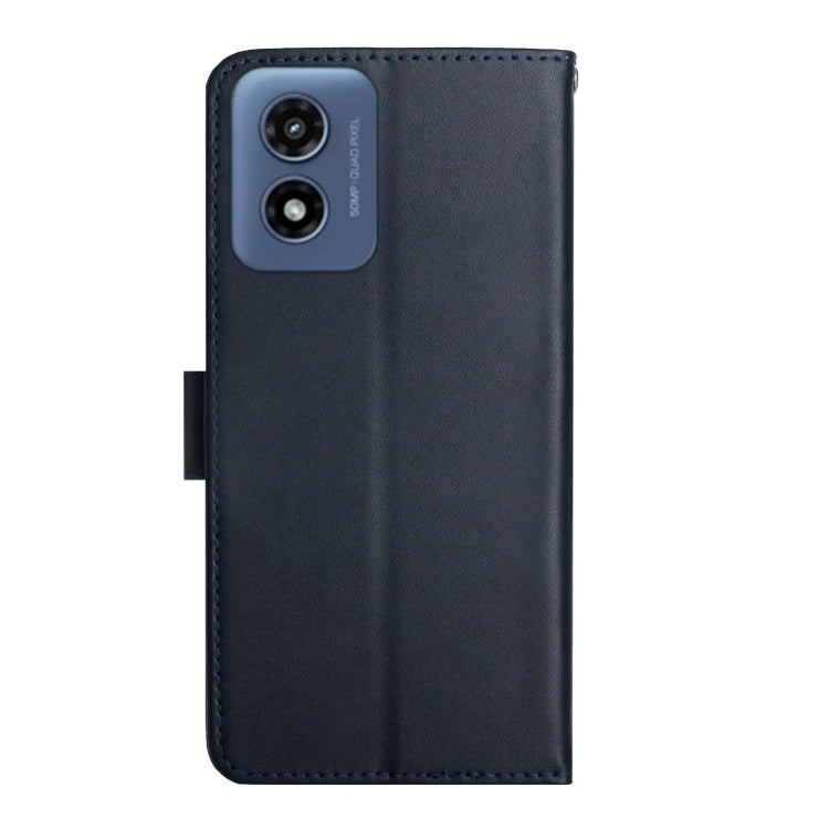 For Motorola Moto G Play 4G 2024 Genuine Leather Fingerprint-proof Horizontal Flip Phone Case(Blue) - Motorola Cases by PMC TechLife | Online Shopping South Africa | PMC TechLife | Buy Now Pay Later Mobicred