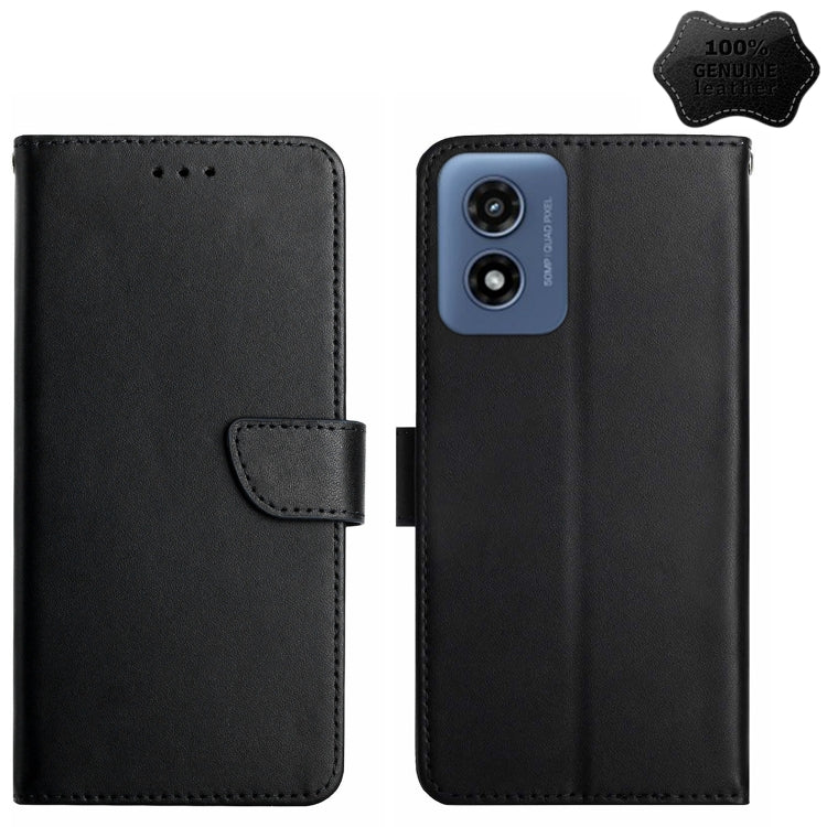For Motorola Moto G Play 4G 2024 Genuine Leather Fingerprint-proof Horizontal Flip Phone Case(Black) - Motorola Cases by PMC Jewellery | Online Shopping South Africa | PMC Jewellery | Buy Now Pay Later Mobicred