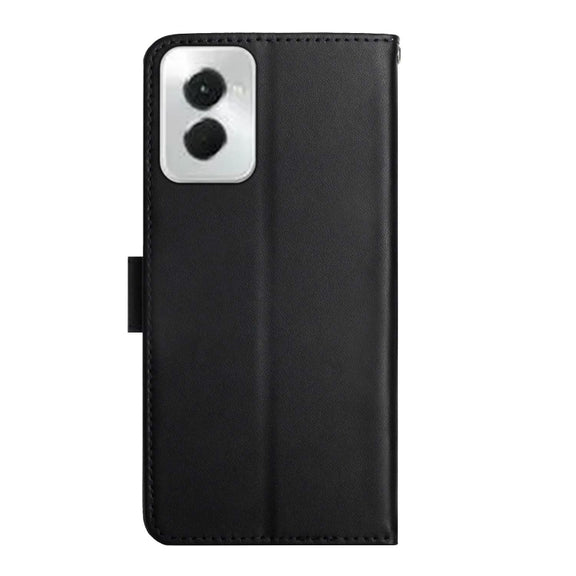 For Motorola Moto G Power 5G 2024 Genuine Leather Fingerprint-proof Horizontal Flip Phone Case(Black)