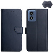For Motorola Moto G Play 5G 2024 Genuine Leather Fingerprint-proof Horizontal Flip Phone Case(Blue)