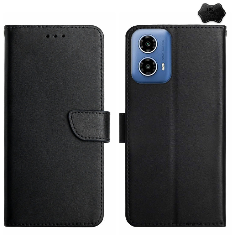 For Motorola Moto G85 5G Genuine Leather Fingerprint-proof Horizontal Flip Phone Case(Black) - Motorola Cases by PMC TechLife | Online Shopping South Africa | PMC TechLife | Buy Now Pay Later Mobicred