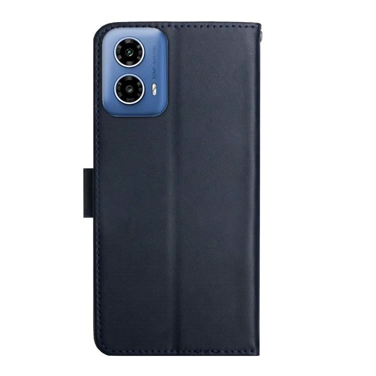 For Motorola Moto G35 5G Genuine Leather Fingerprint-proof Horizontal Flip Phone Case(Blue)