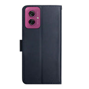 For Motorola Moto G55 5G Genuine Leather Fingerprint-proof Horizontal Flip Phone Case(Blue)