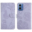 For Motorola Edge 5G 2024 HT03 Skin Feel Butterfly Embossed Flip Leather Phone Case(Purple) - Motorola Cases by PMC Jewellery | Online Shopping South Africa | PMC Jewellery | Buy Now Pay Later Mobicred