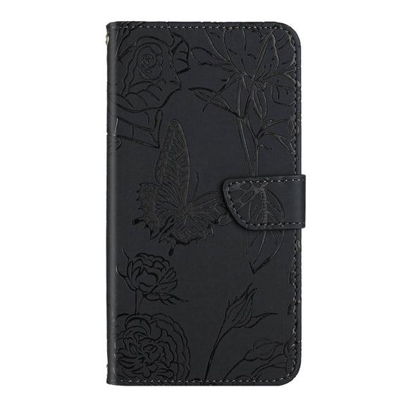 For Motorola Edge 5G 2024 HT03 Skin Feel Butterfly Embossed Flip Leather Phone Case(Black)