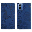 For Motorola Edge 5G 2024 HT03 Skin Feel Butterfly Embossed Flip Leather Phone Case(Blue) - Motorola Cases by PMC Jewellery | Online Shopping South Africa | PMC Jewellery | Buy Now Pay Later Mobicred