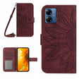 For Motorola Moto G54 HT04 Skin Feel Sun Flower Embossed Flip Leather Phone Case with Lanyard(Wine Red) - Motorola Cases by PMC TechLife | Online Shopping South Africa | PMC TechLife | Buy Now Pay Later Mobicred