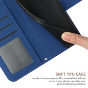 For Motorola Moto G Play 4G 2024 HT04 Skin Feel Sun Flower Embossed Flip Leather Phone Case with Lanyard(Dark Blue)