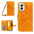 For Motorola Moto G Power 5G 2024 HT04 Skin Feel Sun Flower Embossed Flip Leather Phone Case with Lanyard(Yellow) - Motorola Cases by PMC Jewellery | Online Shopping South Africa | PMC Jewellery | Buy Now Pay Later Mobicred
