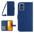 For Motorola Moto G Play 5G 2024 HT04 Skin Feel Sun Flower Embossed Flip Leather Phone Case with Lanyard(Dark Blue) - Motorola Cases by PMC Jewellery | Online Shopping South Africa | PMC Jewellery | Buy Now Pay Later Mobicred