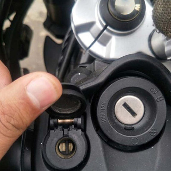 German EU Plug Special Motorcycle Elbow Charger Dual USB Voltmeter 4.2A Charger, Shell Color:Blue(Red Light)