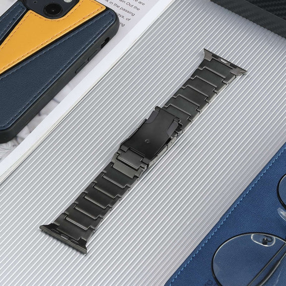 For Apple Watch Series 6 44mm Five Beads Turtle Buckle Titanium Steel Watch Band(Grey)