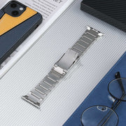 For Apple Watch Series 6 44mm Five Beads Turtle Buckle Titanium Steel Watch Band(Silver)