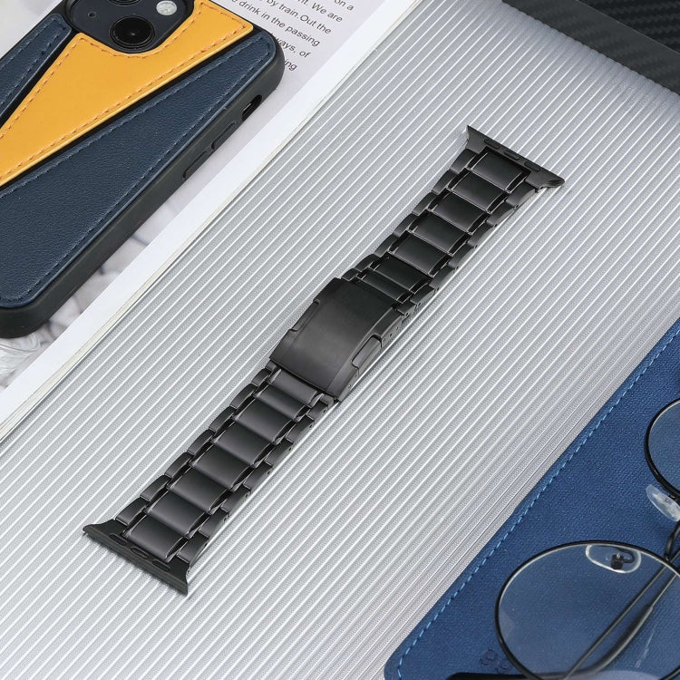 For Apple Watch Series 4 44mm Five Beads Turtle Buckle Titanium Steel Watch Band(Black) - Watch Bands by PMC TechLife | Online Shopping South Africa | PMC TechLife