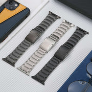 For Apple Watch 42mm Five Beads Turtle Buckle Titanium Steel Watch Band(Black)