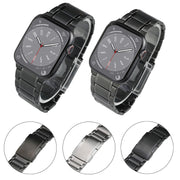 For Apple Watch 42mm Five Beads Turtle Buckle Titanium Steel Watch Band(Black)