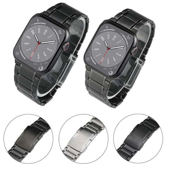 For Apple Watch SE 44mm Five Beads Turtle Buckle Titanium Steel Watch Band(Silver)
