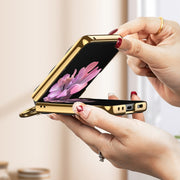 For Samsung Galaxy Z Flip6 / Flip7 FE GKK Integrated Plating Diamond Texture PU Phone Case with Ring(Purple)