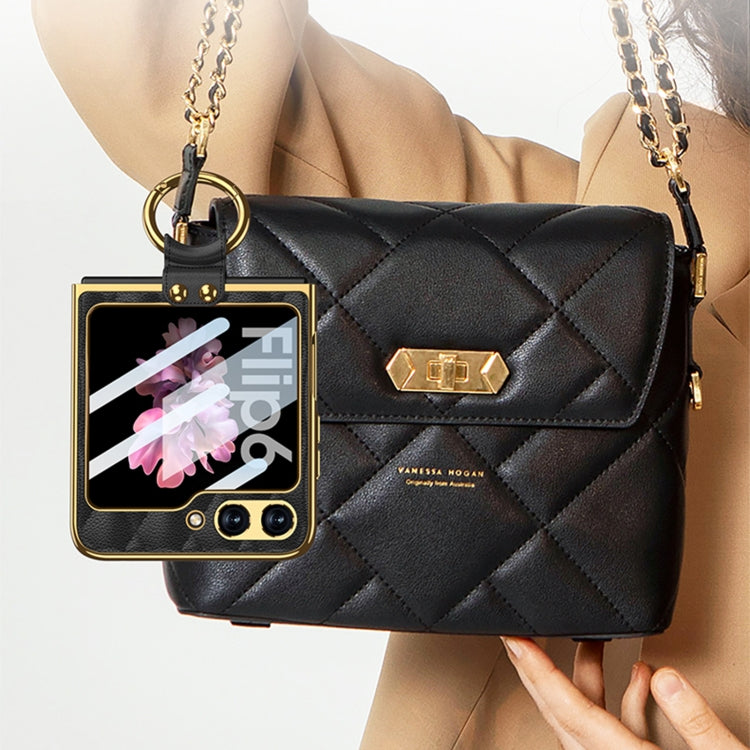 For Samsung Galaxy Z Flip6 GKK Integrated Plating Diamond Texture PU Phone Case with Ring(Red) - free shipping - PMC Jewellery - Order now!