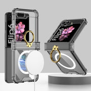 For Samsung Galaxy Z Flip6 GKK MagSafe Airbag Hinge Shockproof Phone Case with Ring Holder(Black)