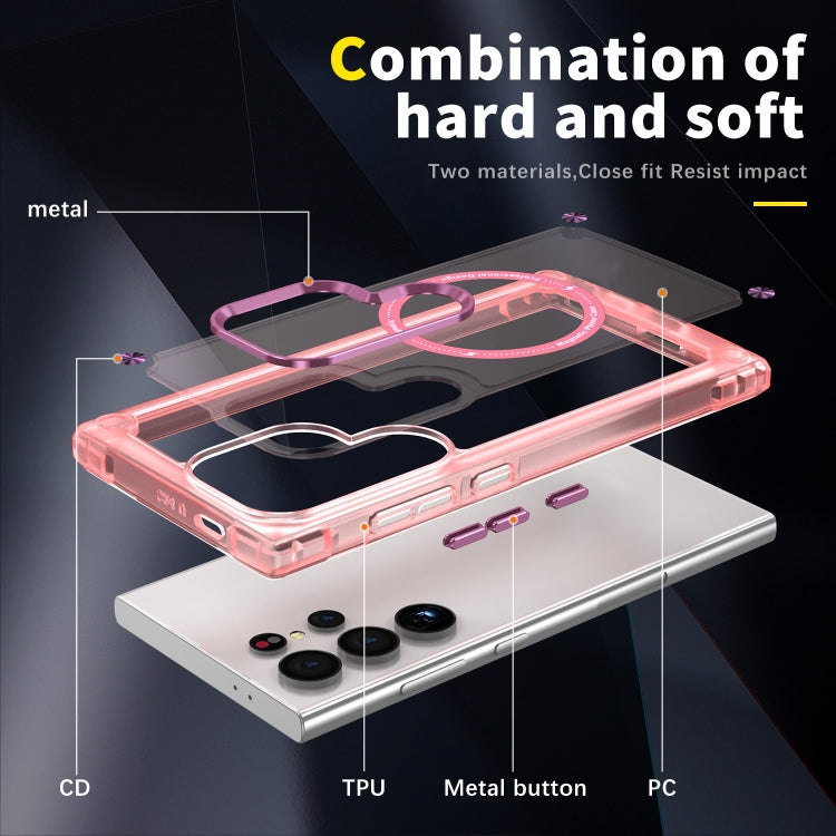 For Samsung Galaxy S25 Ultra 5G Skin Feel TPU + PC MagSafe Magnetic Phone Case(Transparent Pink)