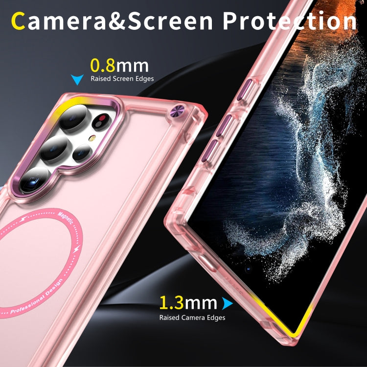 For Samsung Galaxy S25 Ultra 5G Skin Feel TPU + PC MagSafe Magnetic Phone Case(Transparent Pink)