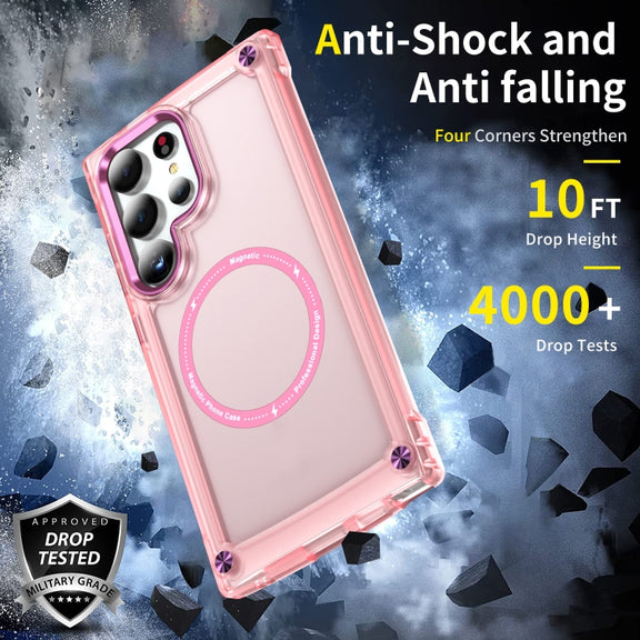 For Samsung Galaxy S25 Ultra 5G Skin Feel TPU + PC MagSafe Magnetic Phone Case(Transparent Pink)