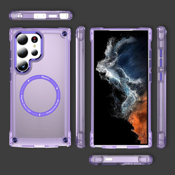 For Samsung Galaxy S25 Ultra 5G Skin Feel TPU + PC MagSafe Magnetic Phone Case(Transparent Purple)