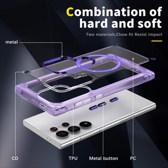 For Samsung Galaxy S25 Ultra 5G Skin Feel TPU + PC MagSafe Magnetic Phone Case(Transparent Purple)